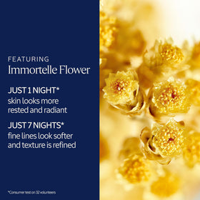 L'Occitane Immortelle Overnight Reset bottle on a vanity with Provence-inspired packaging