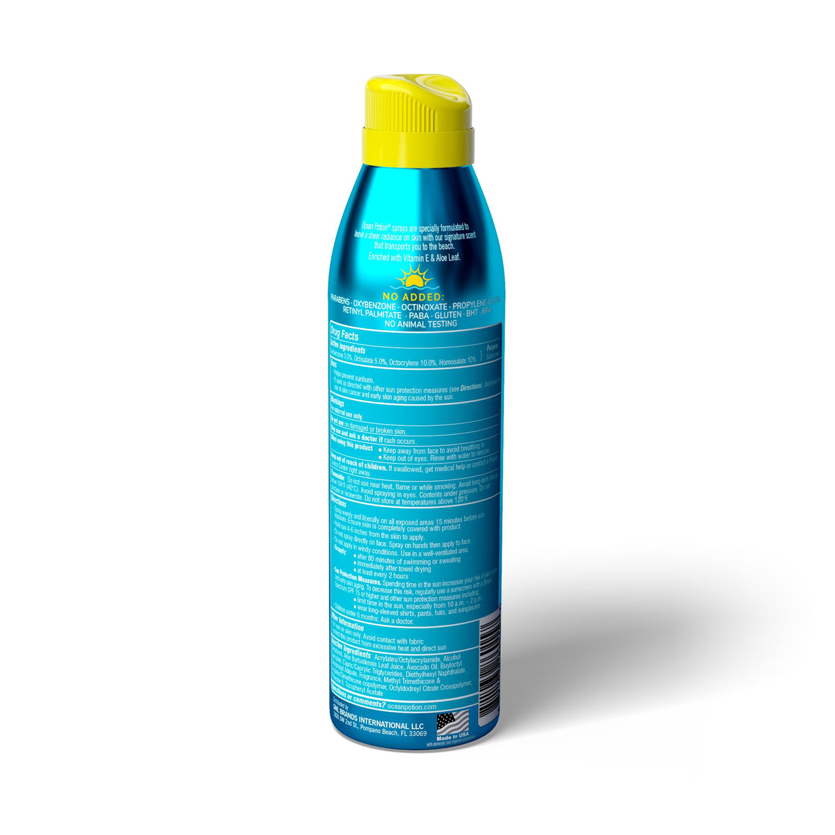 Ocean Potion continuous spray offers quick, even coverage for outdoor days.