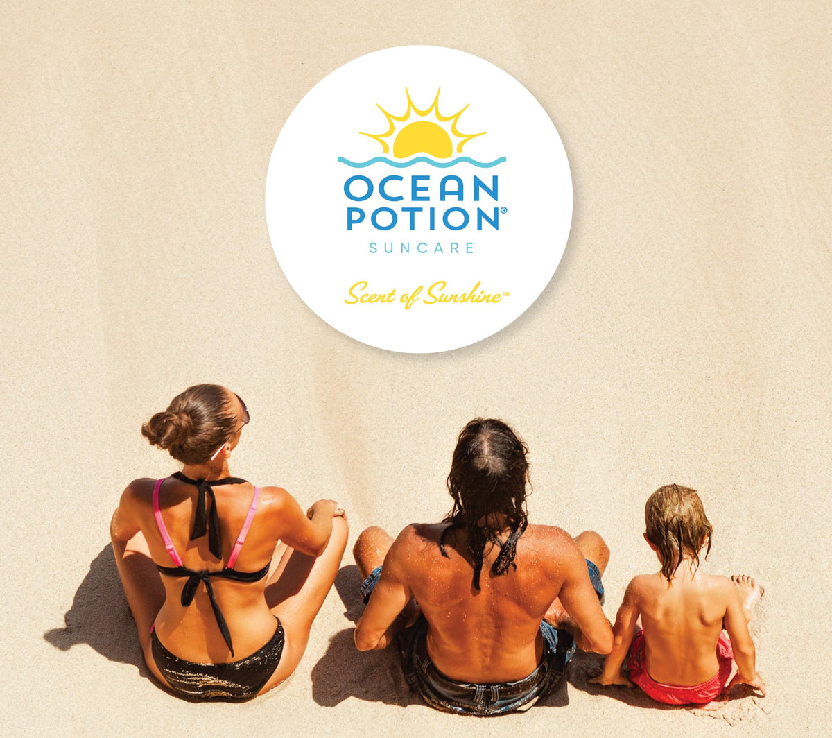 Ocean Potion spray in a beach setting illustrating easy mist application.