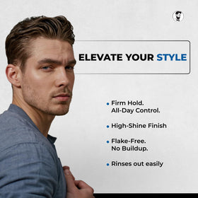 Oceano hair gel finishes with a smooth, high-shine look on hair.