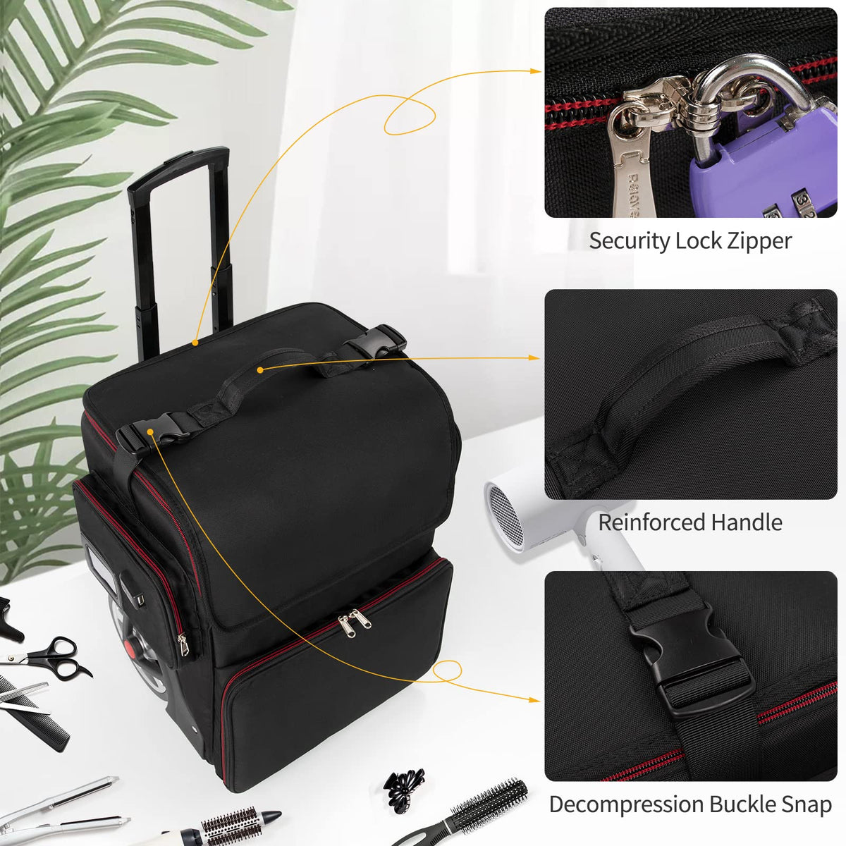 OCHEAL sturdy handle with relief snaps reduces fatigue during transport.