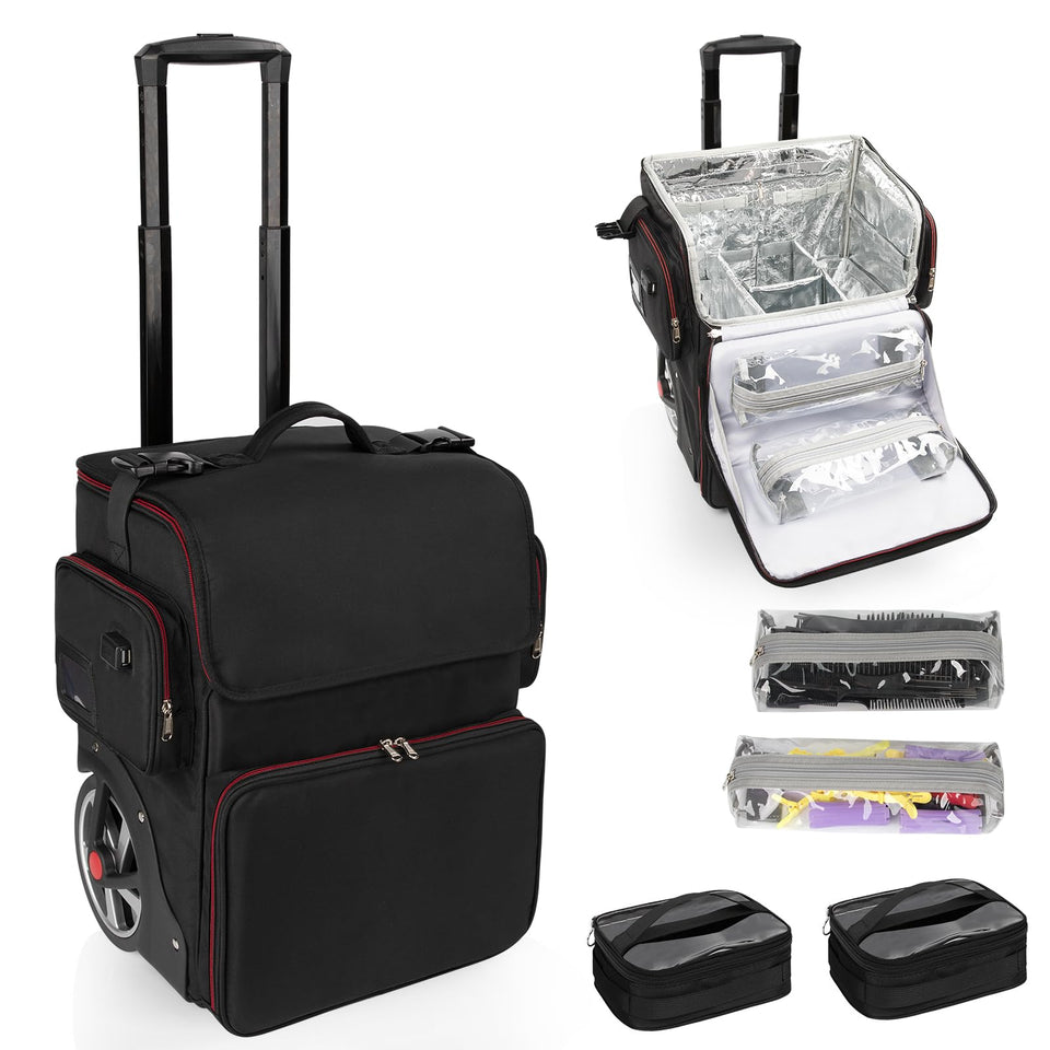 OCHEAL large makeup train case with side pockets for organized storage on the go.