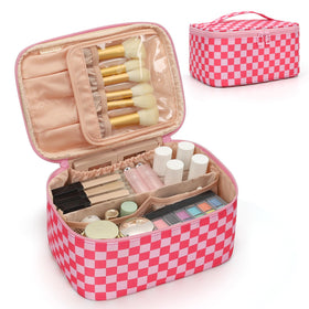 OCHEAL makeup bag with brush compartment for dust-free storage while traveling
