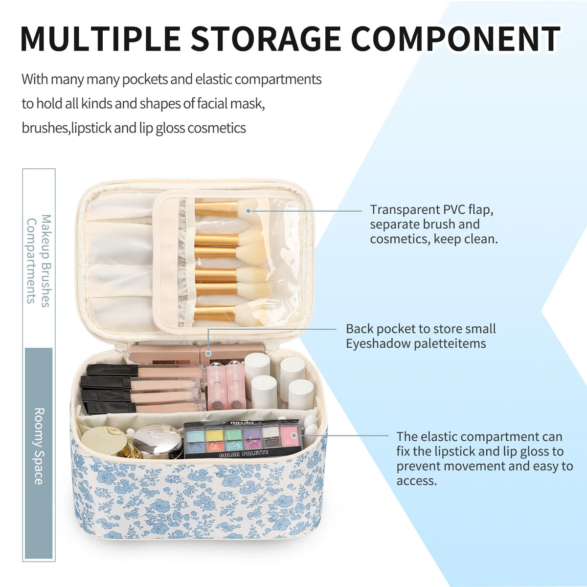 OCHEAL divider system adjusts storage to fit cosmetics securely during trips