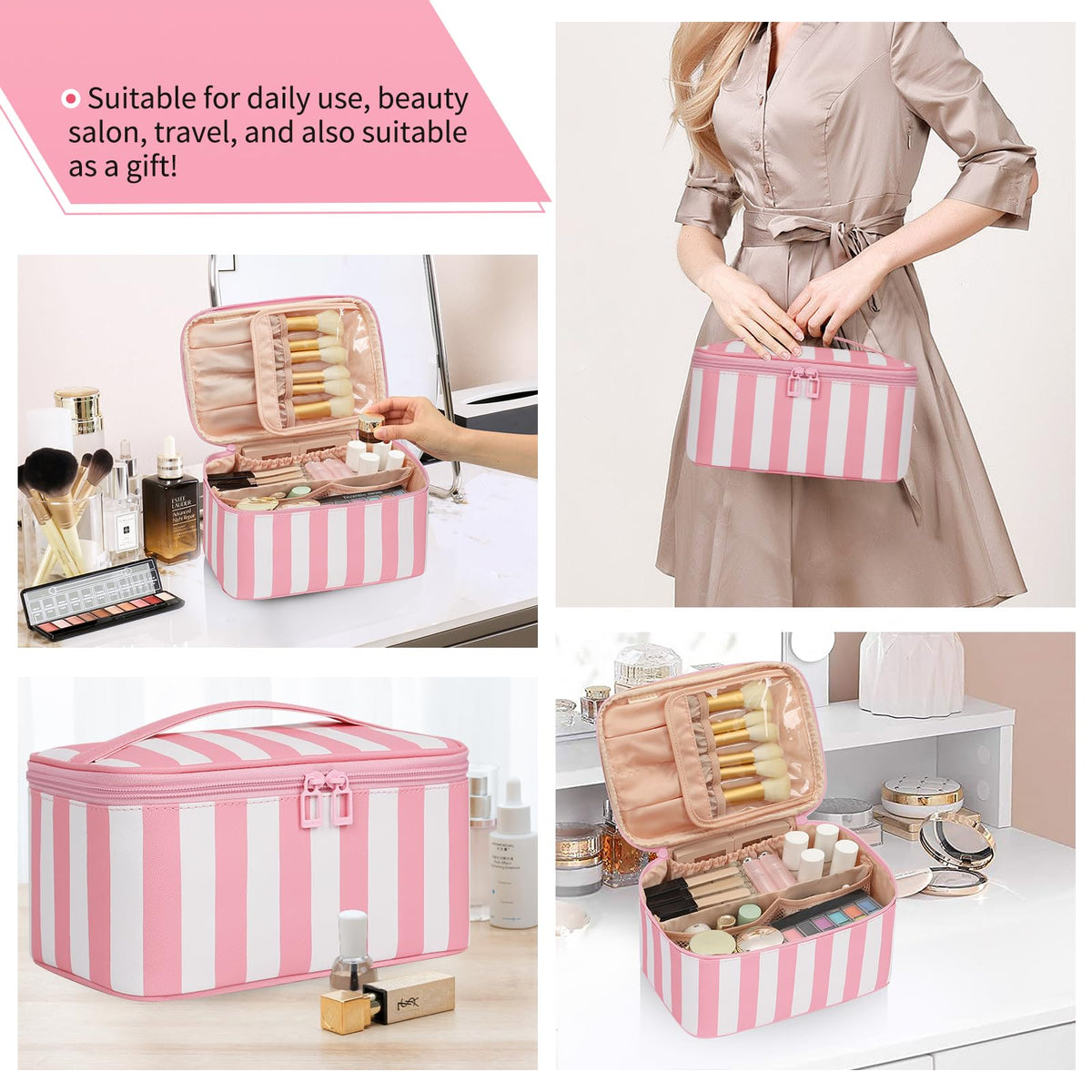 OCHEAL makeup bag easy-cleaning lining simplifies spill cleanup