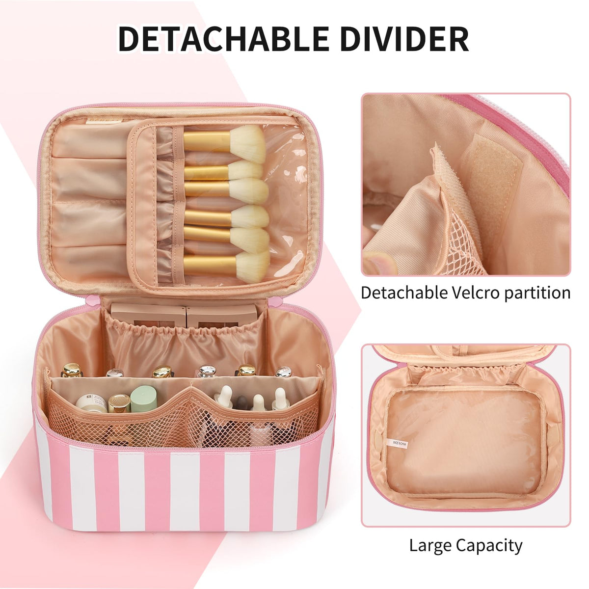 OCHEAL makeup bag flexible-dividers adapt cosmetic layout on the go