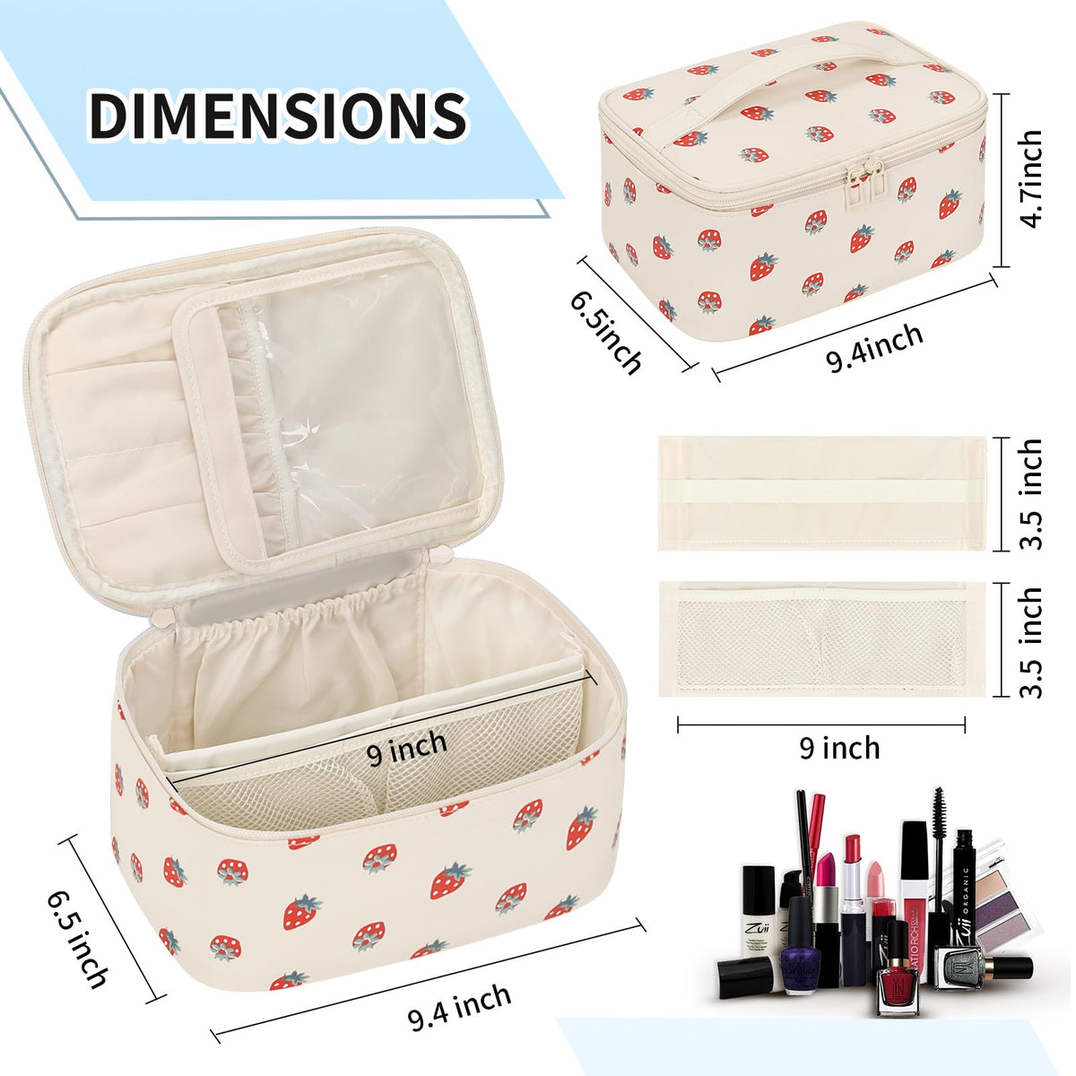 OCHEAL makeup bag large capacity fits brushes and cosmetics