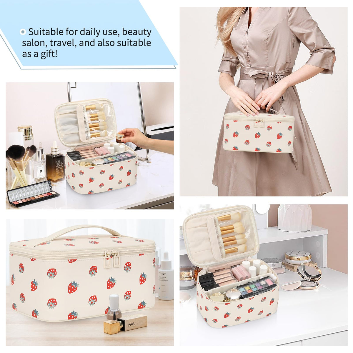 OCHEAL makeup bag nylon lining is easy to wipe clean