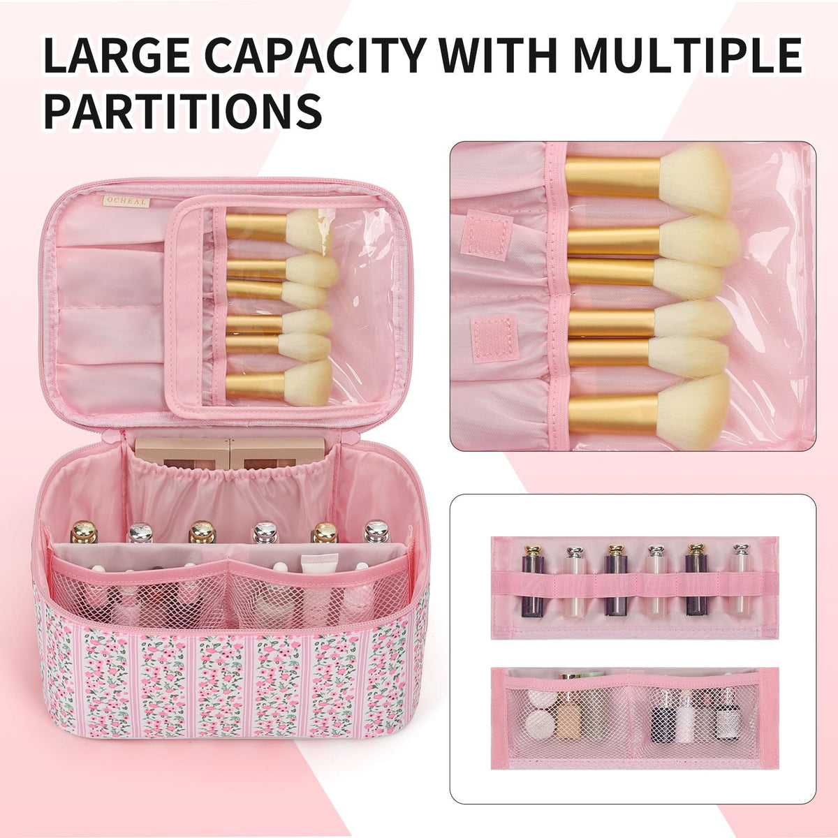 OCHEAL separate brush compartment keeps brushes clean and dust-free