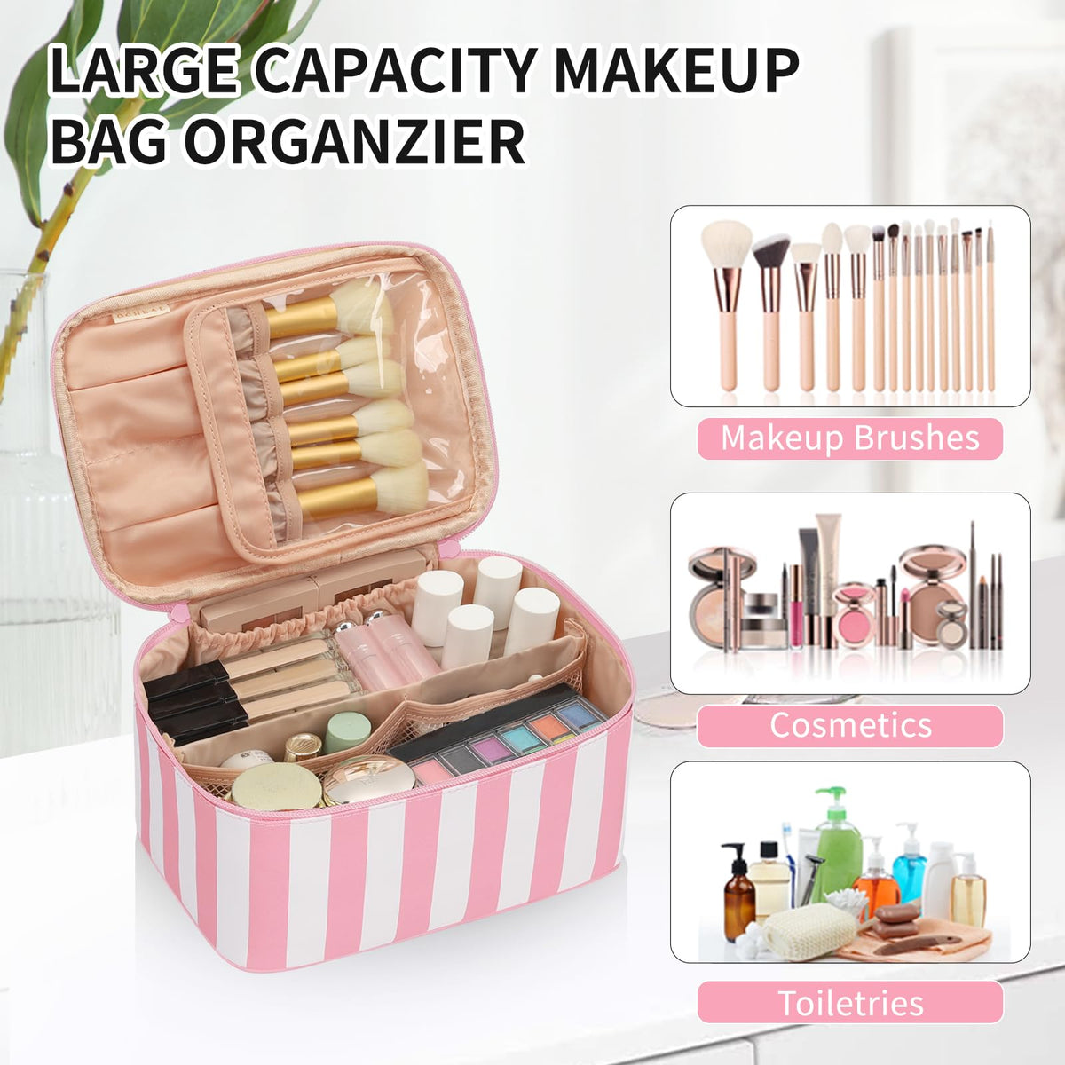 OCHEAL makeup bag size-9-4x6-5x4-7 fits in carry-ons and suitcases