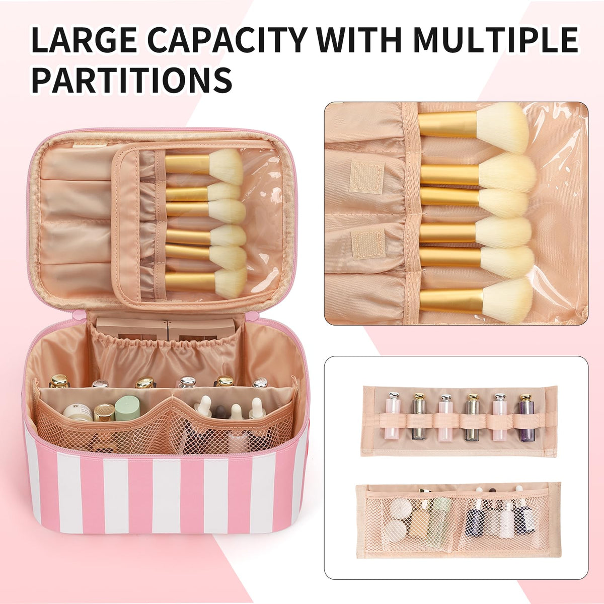 OCHEAL makeup bag two-way-zipper design for quick access