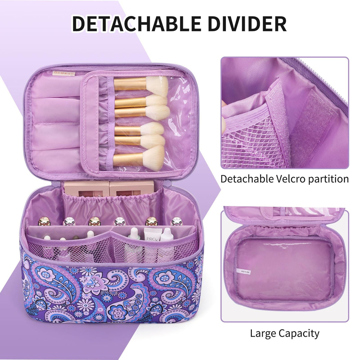 OCHEAL makeup bag waterproof vegan leather resists spills