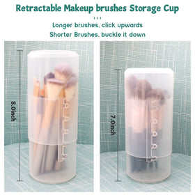 OCHEAL makeup brush holder with lid protecting brushes during travel.