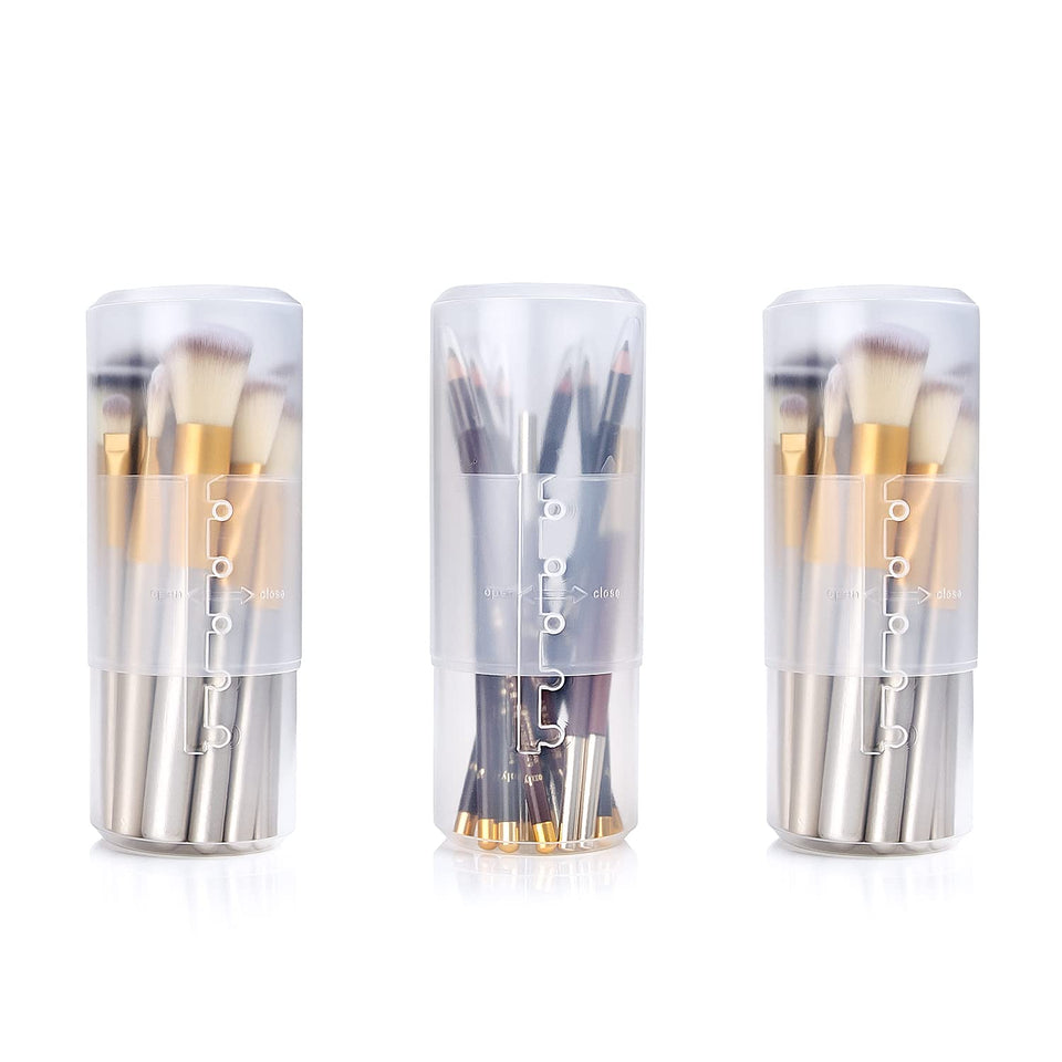 OCHEAL makeup brush holder travel case with adjustable height for easy brush search.