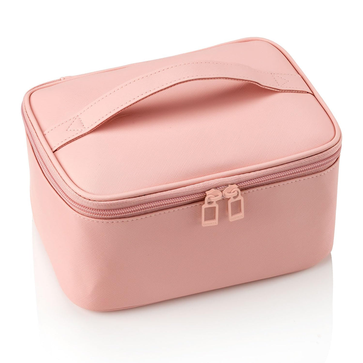 OCHEAL pink makeup bag features smooth two-way zippers for easy access.