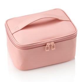 OCHEAL pink makeup bag features smooth two-way zippers for easy access.