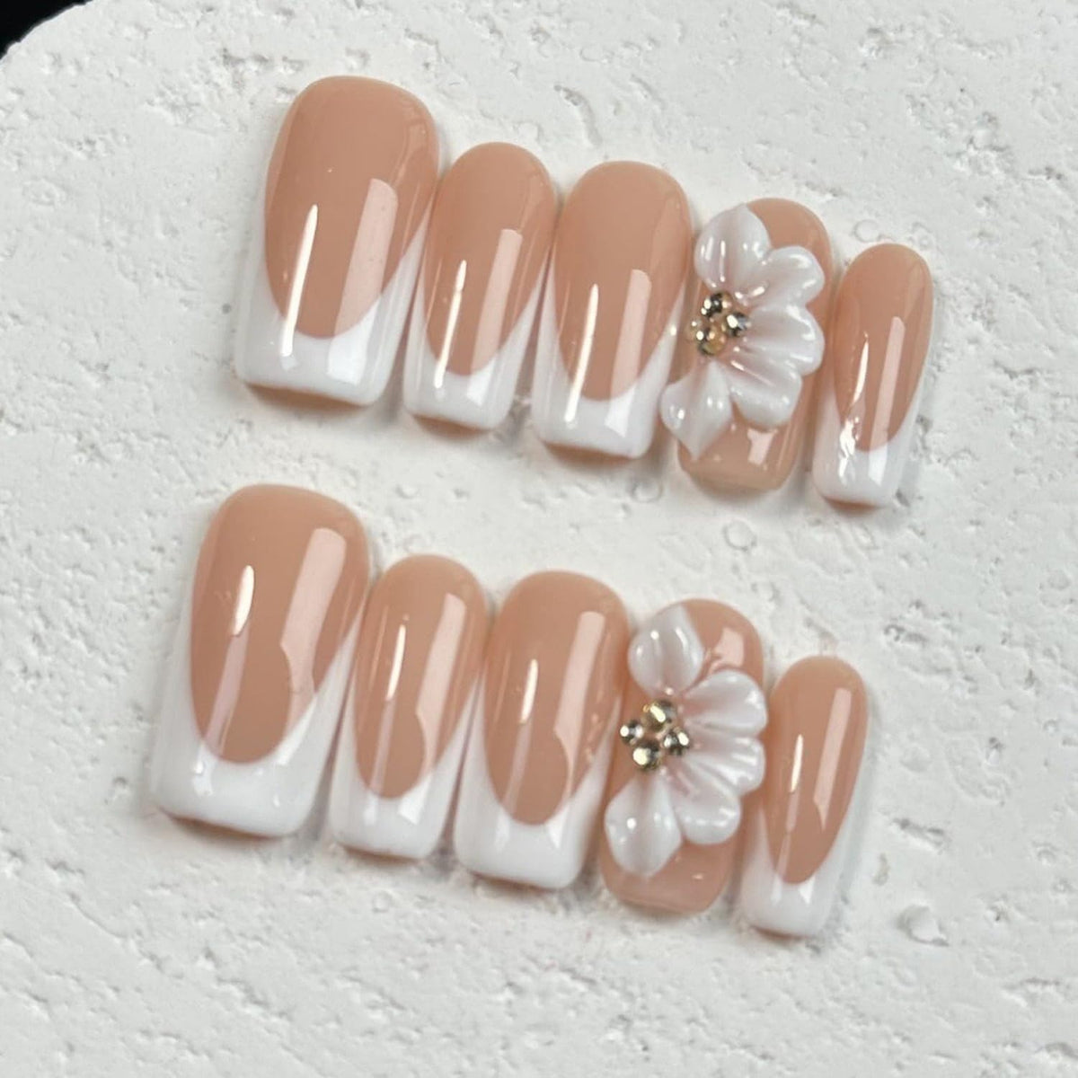 OCOUYVD White French Tip medium square nails for a clean and durable manicure