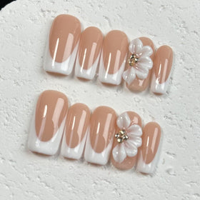 OCOUYVD White French Tip medium square nails for a clean and durable manicure