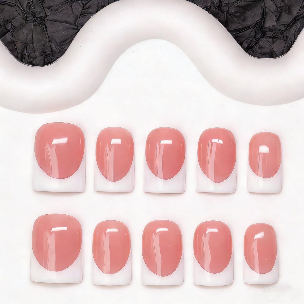 OCOUYVD white French tip nails in short square shape for classy evenings.
