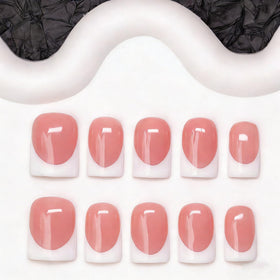 OCOUYVD white French tip nails in short square shape for classy evenings.