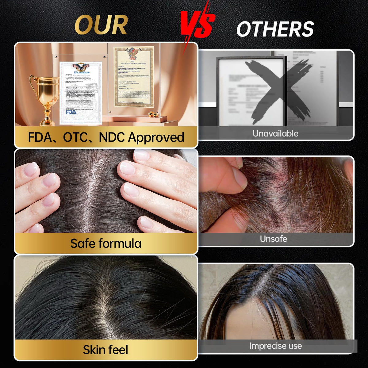 OCSINL hair regrowth bottle on white background signaling convenient at-home use.