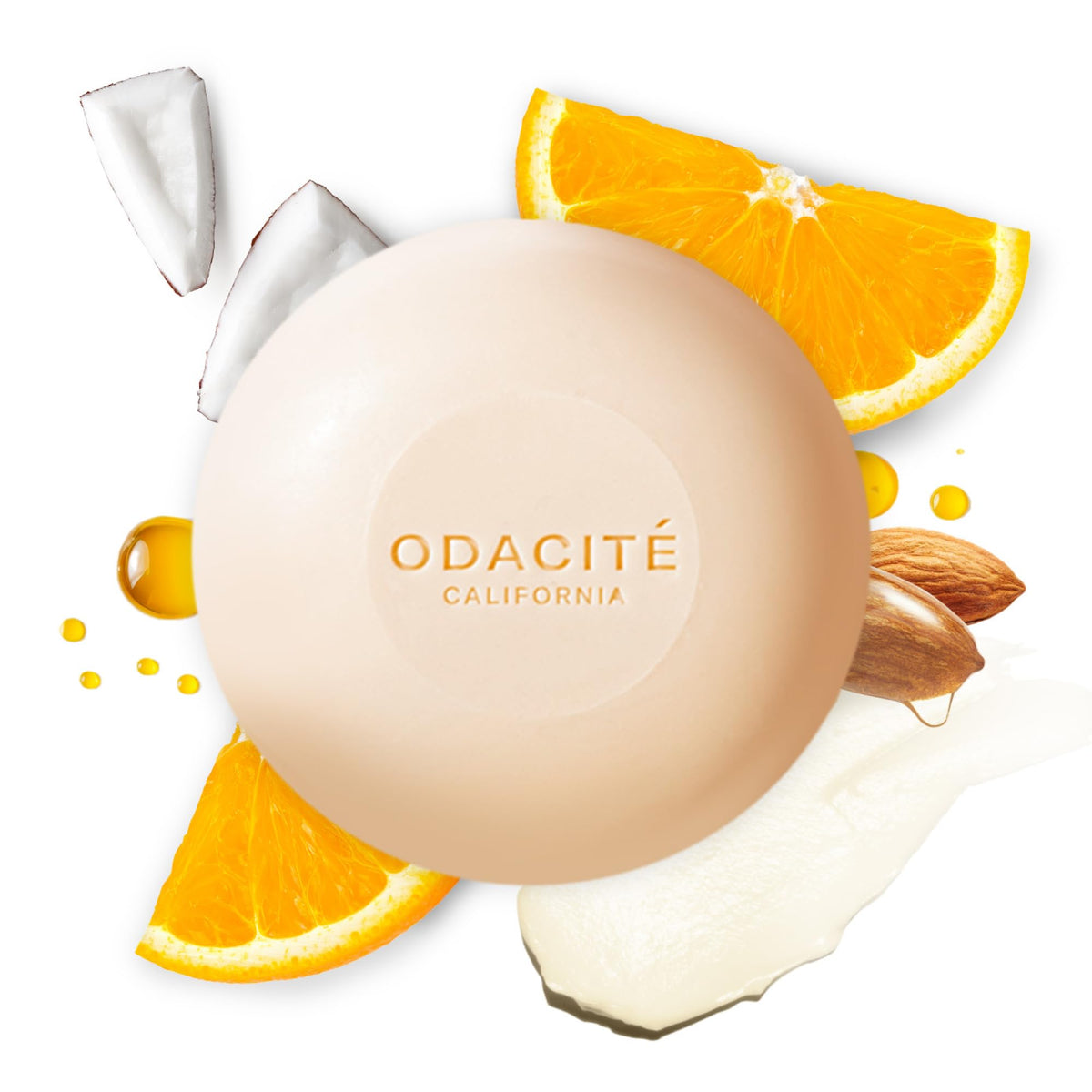 ODACITE Shampoobar argan coconut close-up shows creamy lather and hydration.