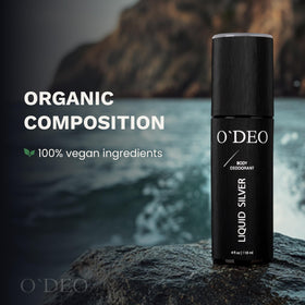 Close-up of O'DEO unscented spray application for all-day freshness.