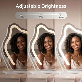 Odernmirror cloud-shape mirror with warm natural and cool lighting for makeup and grooming.