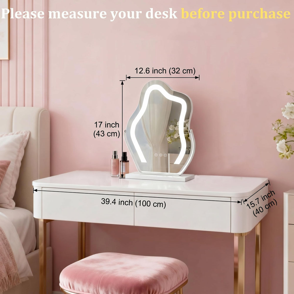 Odernmirror cloud-shape mirror measures 17 by 12.6 inches for desks.