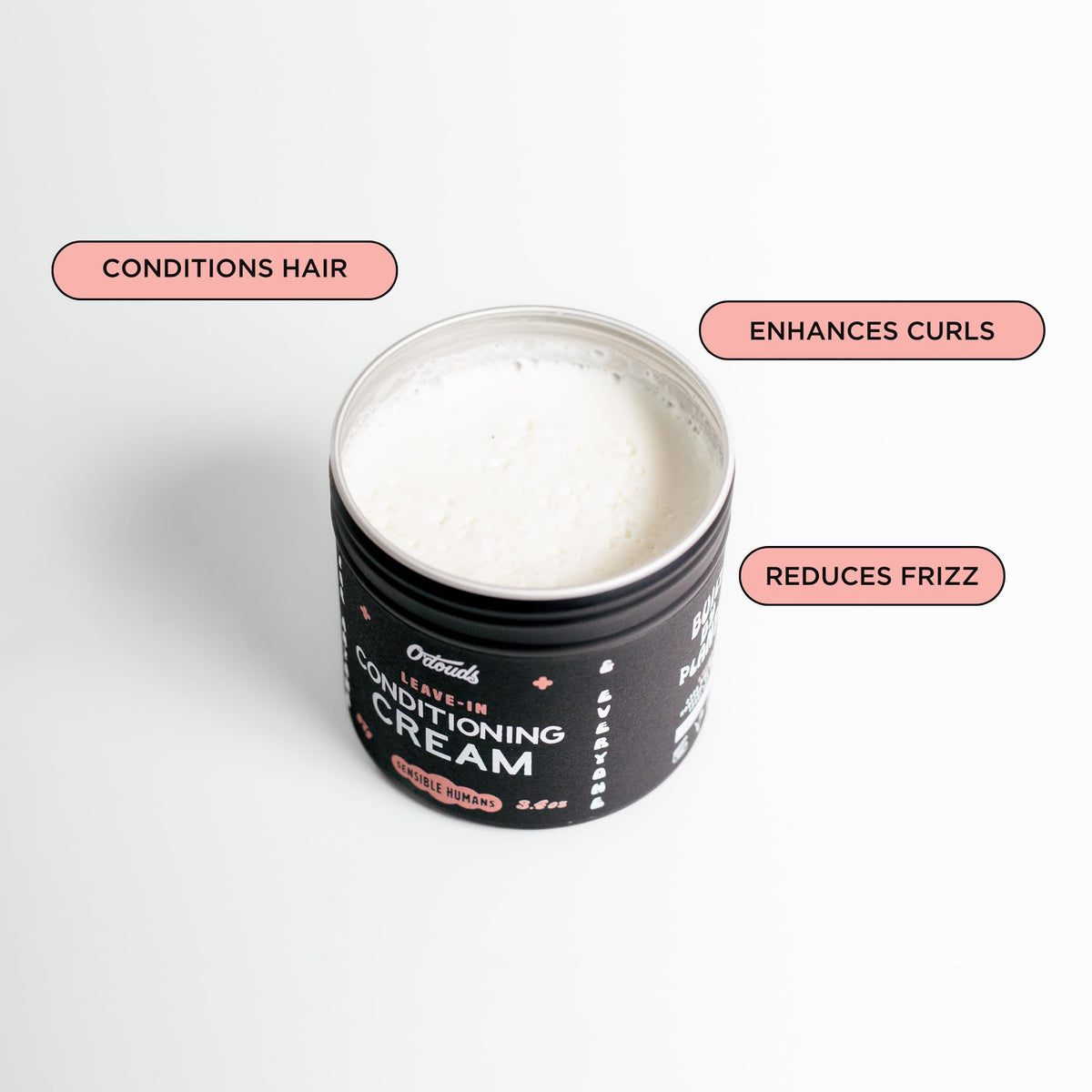 O'Douds Conditioning Cream jar closeup highlights natural ingredients for healthy hair.