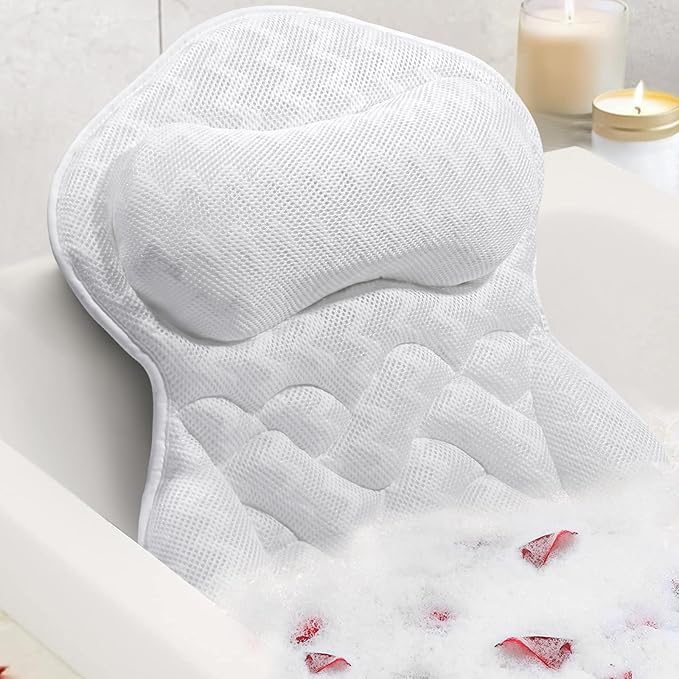 ODOX.MS bath pillow neck-support showing secure comfort for long soaks