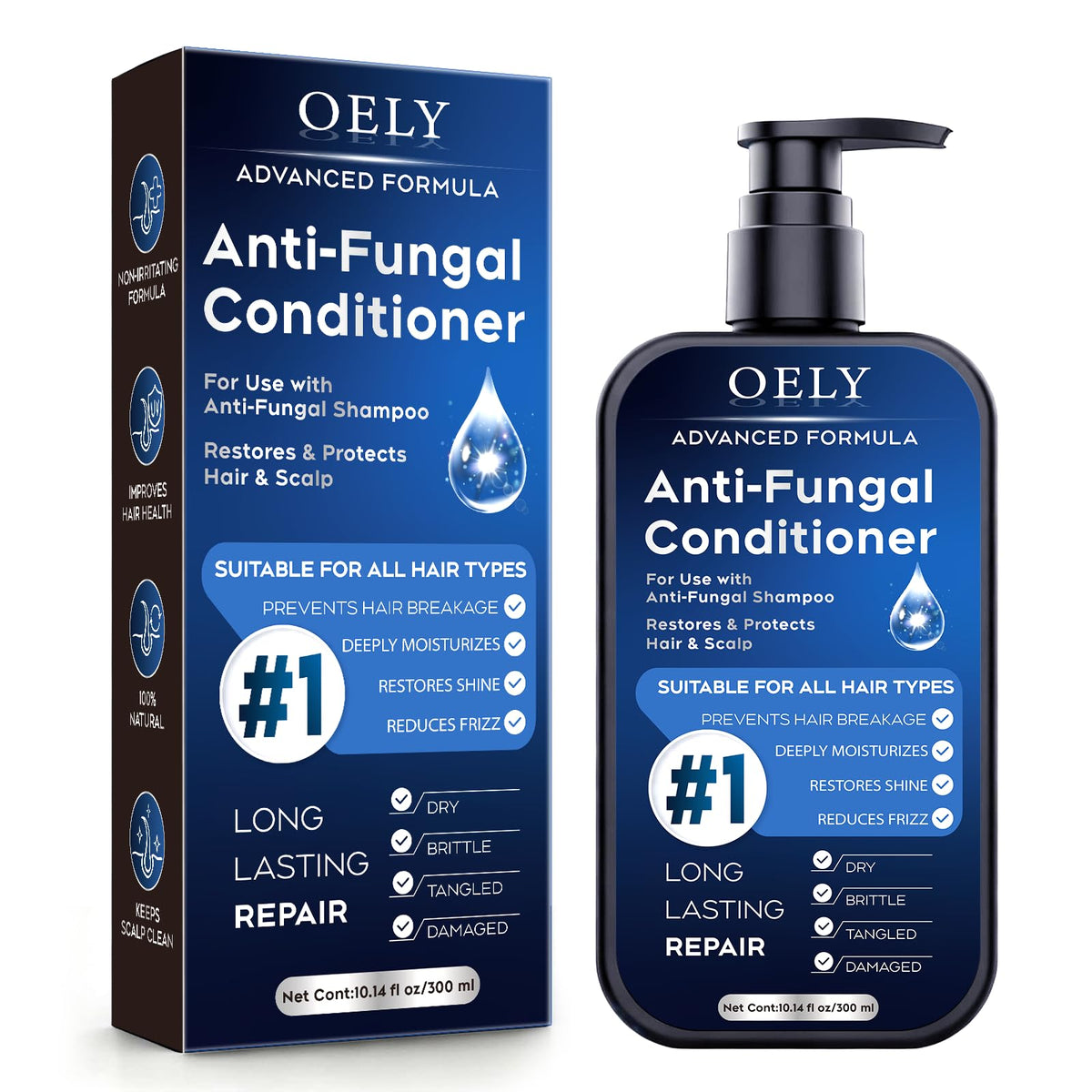 Oely deep moisturizing conditioner bottle front delivers deep hydration for dry hair.