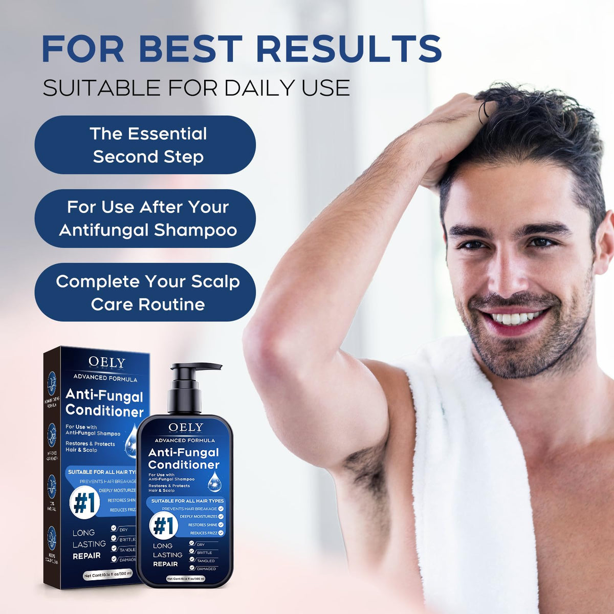 Oely mint tea tree aroma evokes a refreshing scalp cleanse.