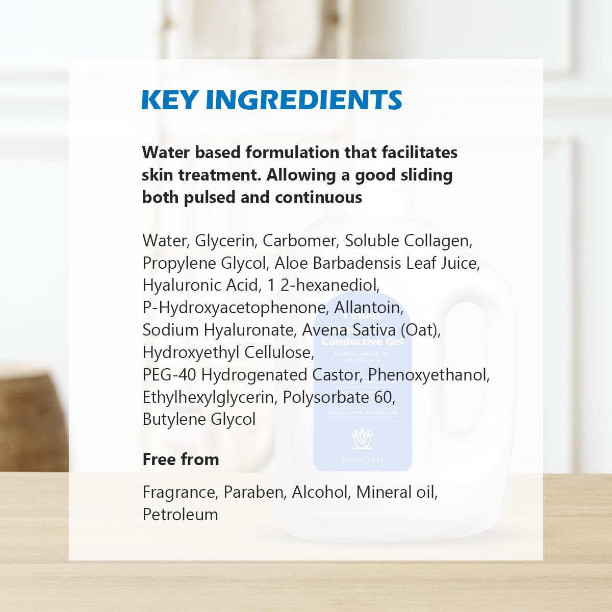 Oeneis aloe vera soothing gel calms skin during treatments.