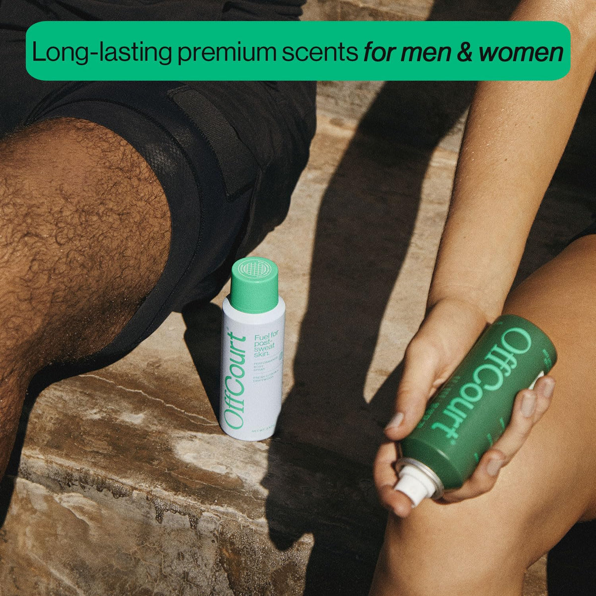 OffCourt daily fragrance spray on a wrist or neck for fresh all day.