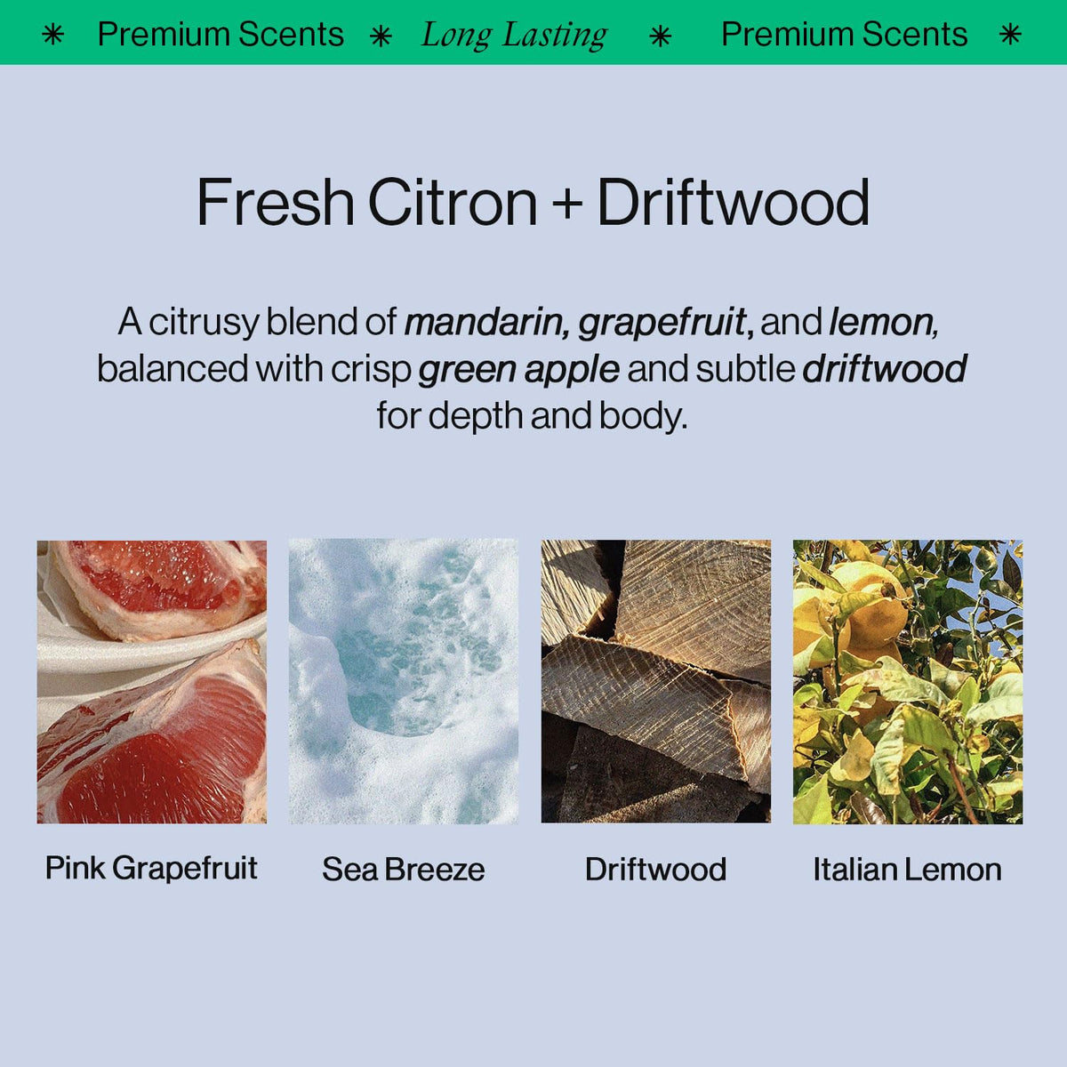OffCourt deodorizing ingredients graphic showing absorption action reducing smells over time.