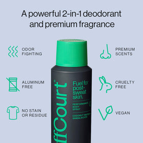 Vegan and cruelty-free ingredients featured on OffCourt packaging