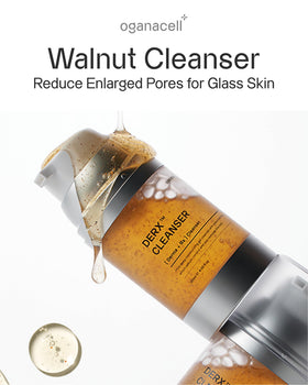 OGANACELL DERX Cleanser targets large pores with purifying walnut grains.