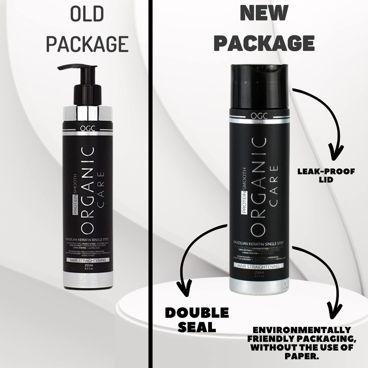 OGC 12-week frizz-free look suggests extended smoothness with proper care.