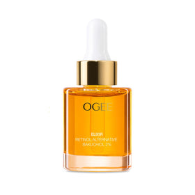 Ogee bakuchiol serum bottle close-up highlighting the 2-percent formula for anti-aging benefits
