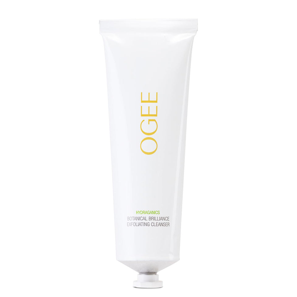 Ogee Botanical Brilliance Exfoliating Cleanser bottle for radiant skin after use.