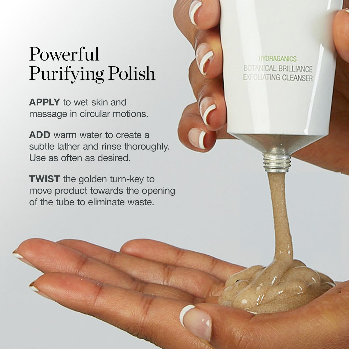 Ogee Botanical Brilliance Exfoliating Cleanser ingredients close-up featuring aloe vera and vitamin E for hydration.