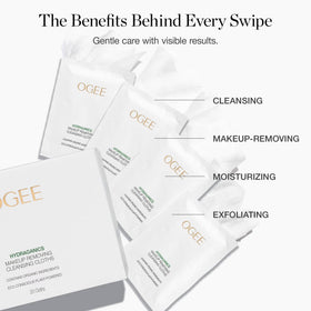 Ogee cloth features botanically derived AHAs to refresh skin.