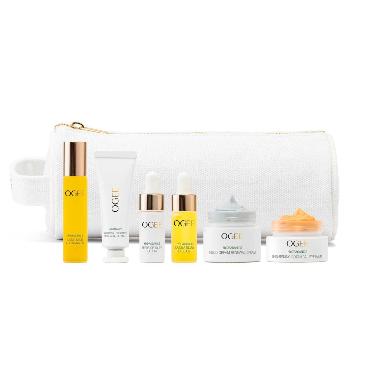 Ogee Discovery Set organic cotton beauty bag for travel and organization.