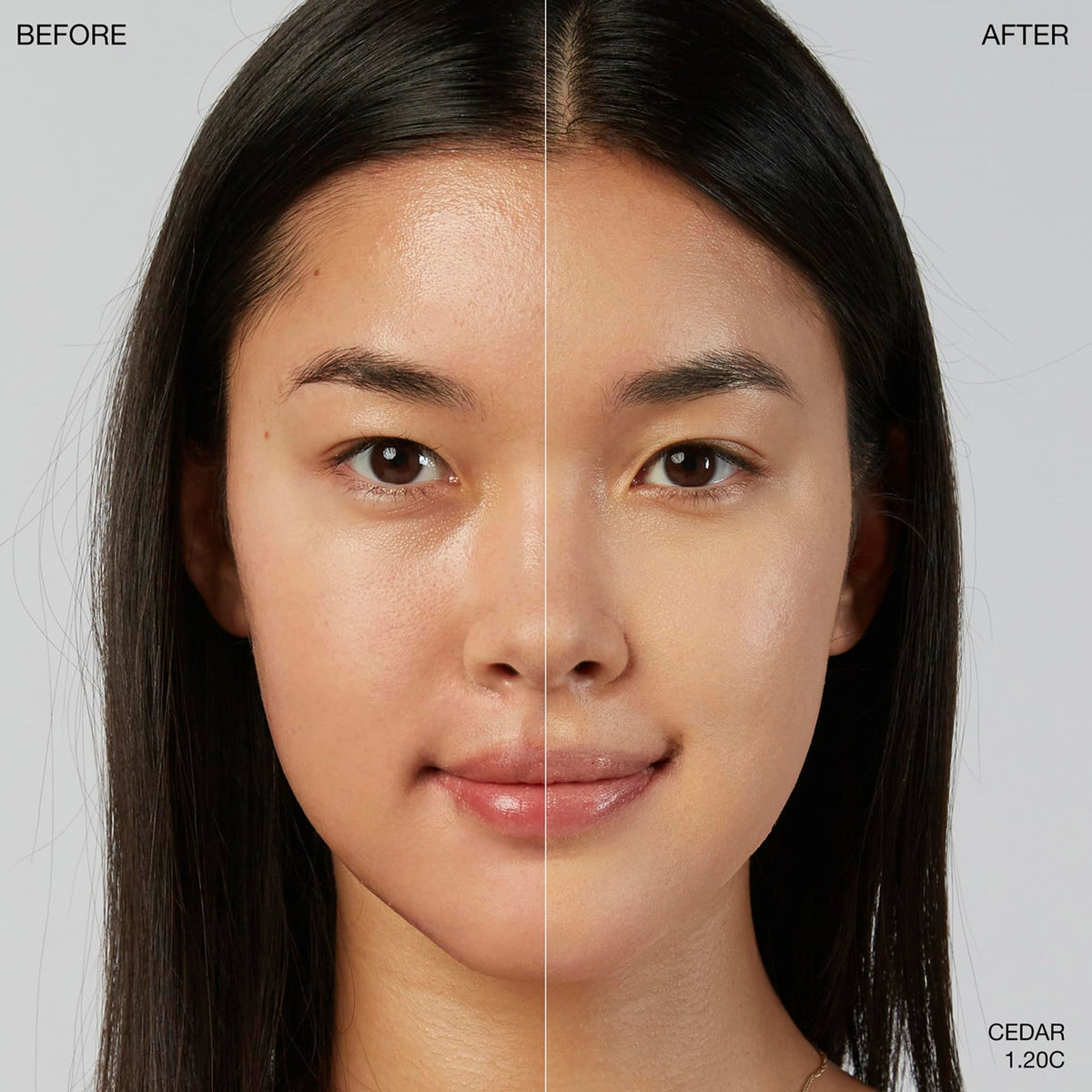 Ogee foundation-stick application close-up showing easy blending and buildable coverage.