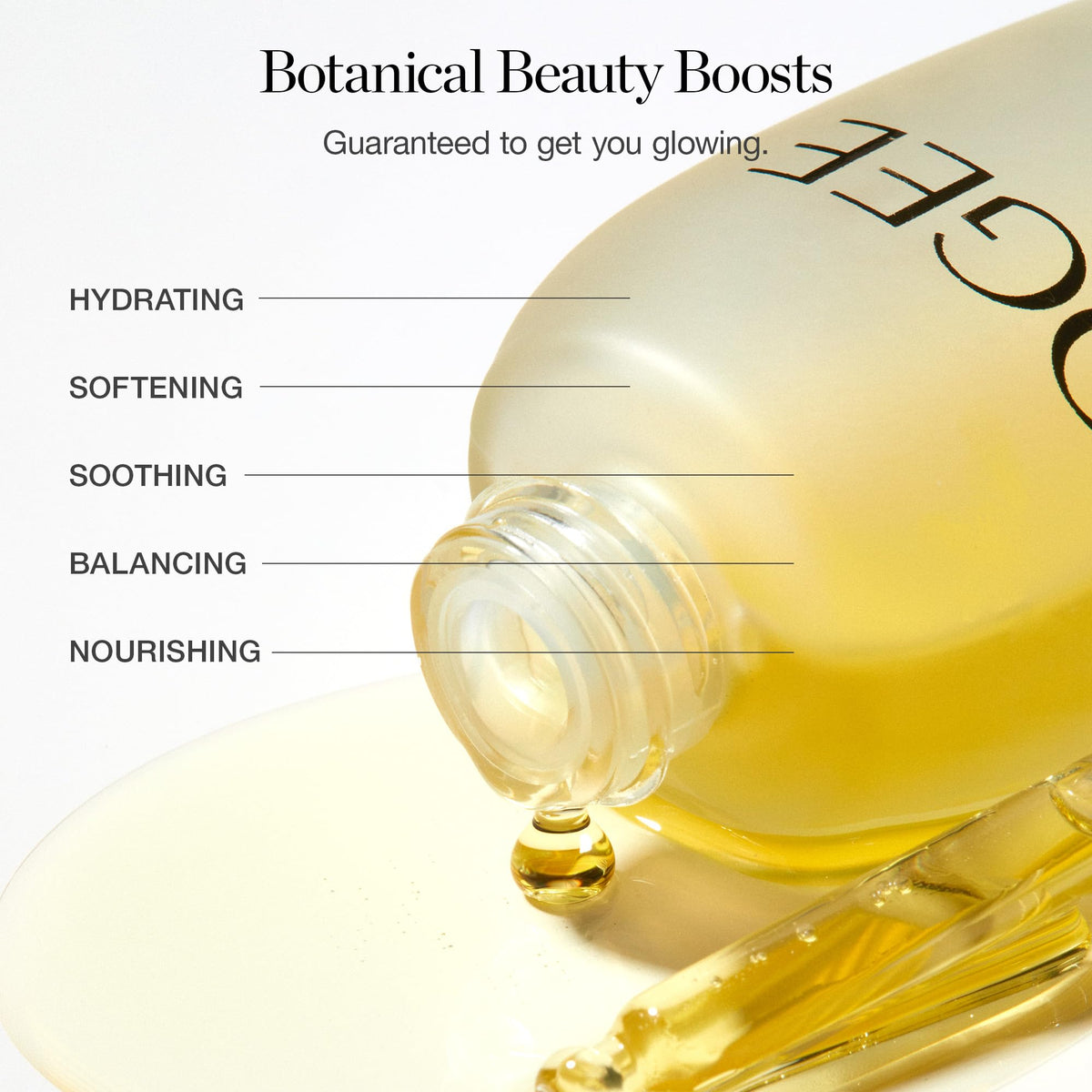 Ogee Jojoba Glow's essential oil blend, shown as a skin-balancing routine element.
