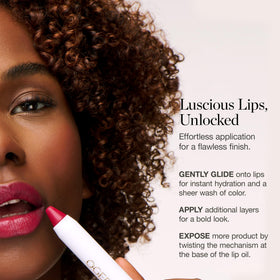 ogee petunia tinted lip oil packaging emphasizes organic ingredients