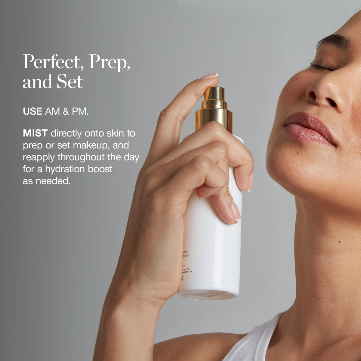 Ogee Rose Botanical Face Mist application shot showcases quick midday refresh.