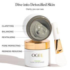 Ogee Glacial Clay Detox Mask texture with Rose Hip Oil provides nourishing benefits during use.