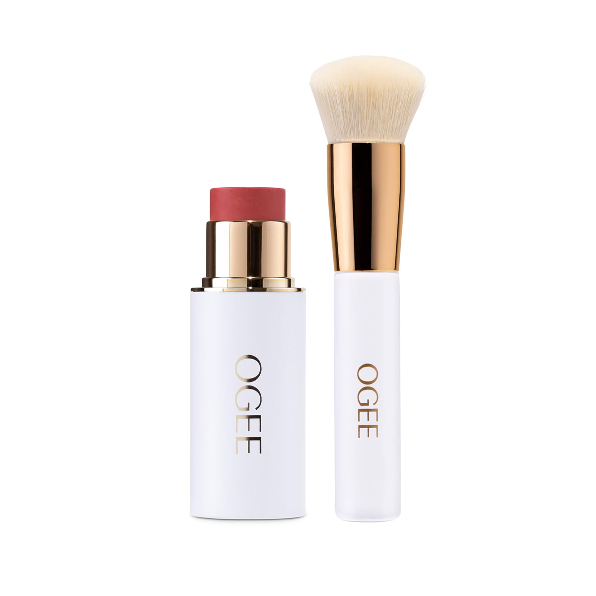 Ogee Rose Quartz Blush Stick swatch showing creamy, buildable color for a natural glow